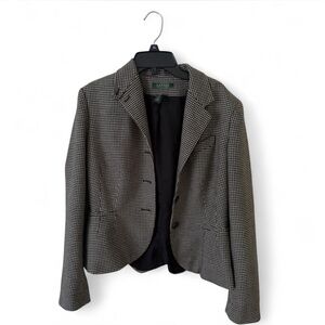 Ralph Lauren Black and White Houndstooth Blazer